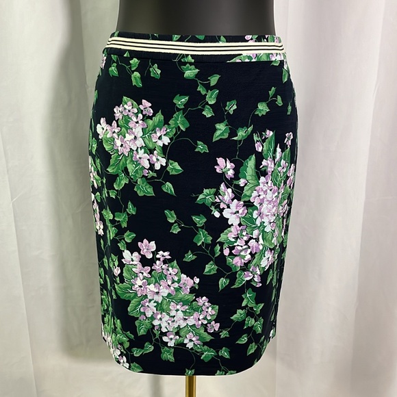 Talbots Oprah Magazine Collection Navy & Green Floral Print Pencil Skirt - Picture 1 of 16